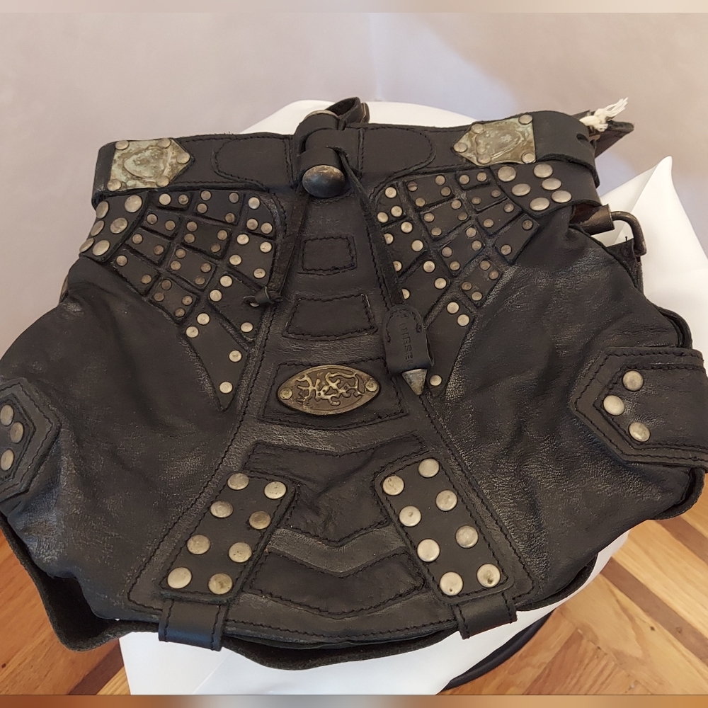 Diesel Black Studded Leather Bag